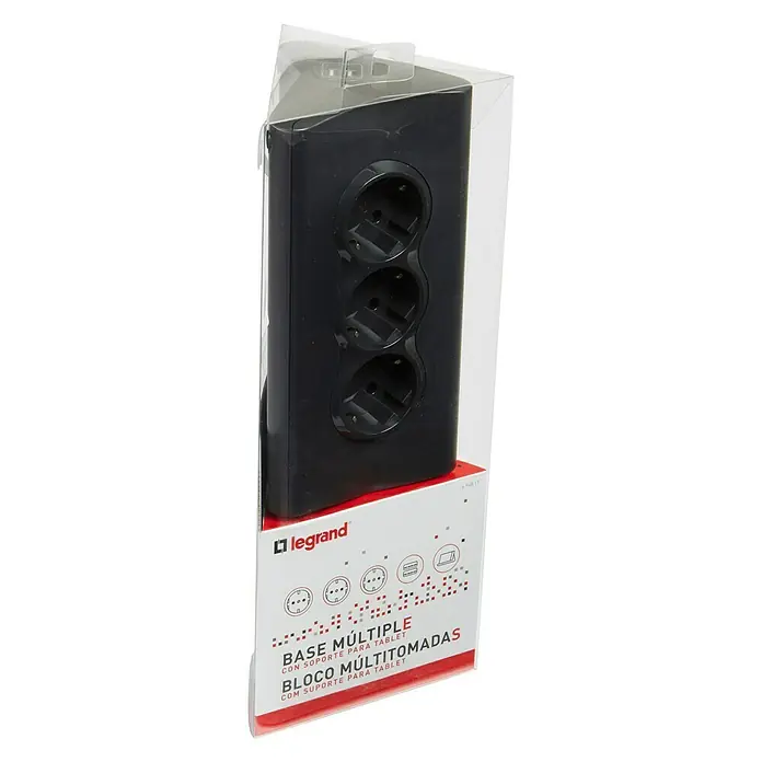 Legrand Base de enchufe múltiple Momo - Número de enchufes Schuko: 3 ud., Negro, 1,5 m
