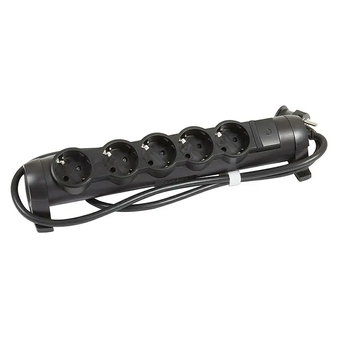 Legrand Base de enchufe múltiple Confort - Número de enchufes Schuko: 5 ud., Negro, 1,5 m