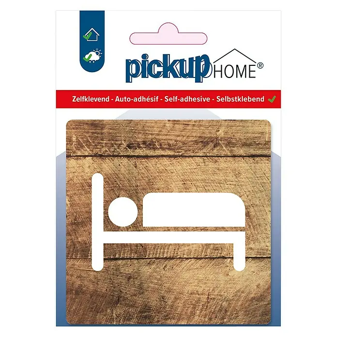 Pickup Etiqueta adhesiva - L x An: 9 x 9 cm, Dormitorio, Madera/Blanco