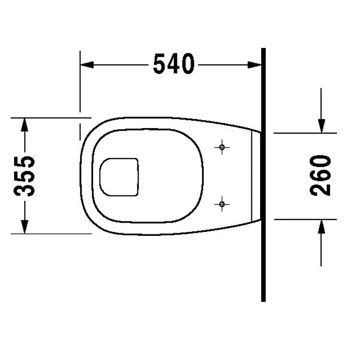 Duravit D-Code Wand-WC - Mit Spülrand, Mit antibakterieller Glasur, Spülform: Flach, WC Abgang: Waagerecht, Weiß
