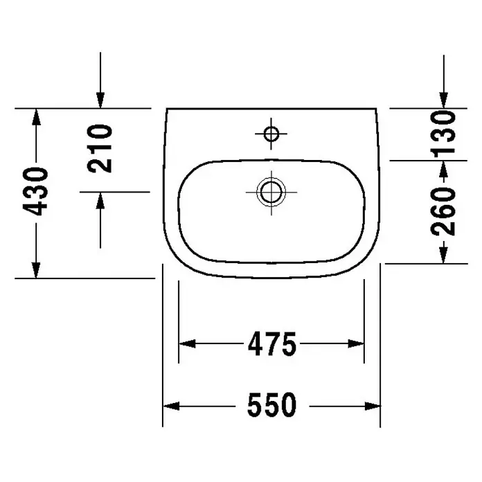 Duravit D-Code Waschtisch Med - 55 x 43 cm, Ohne Spezialglasur, Hahnloch: Ohne, Ohne Überlauf, Weiß