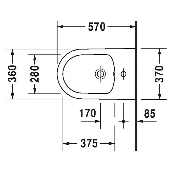 Duravit ME by Starck Wand-Bidet Typ 1 - Ohne Spezialglasur, Keramik, Weiß