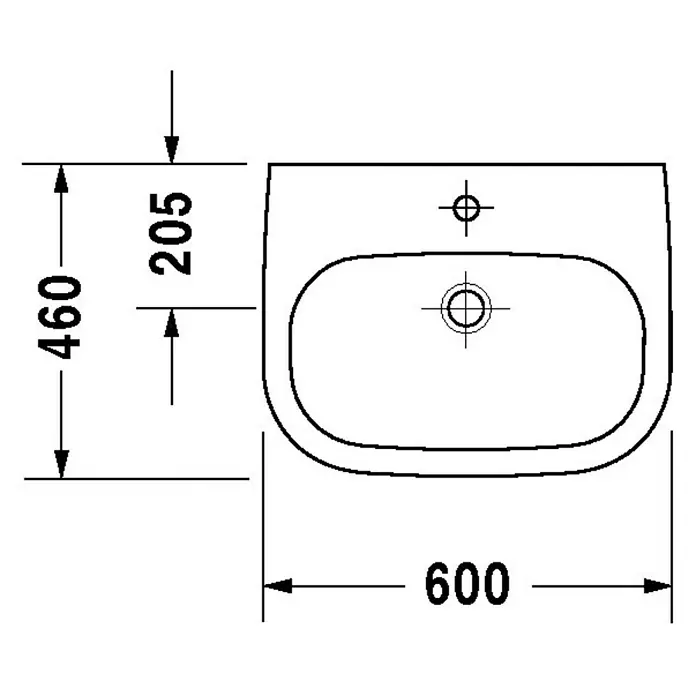 Duravit D-Code Waschtisch Med - 60 x 46 cm, Ohne Spezialglasur, Hahnloch: Ohne, Ohne Überlauf, Weiß