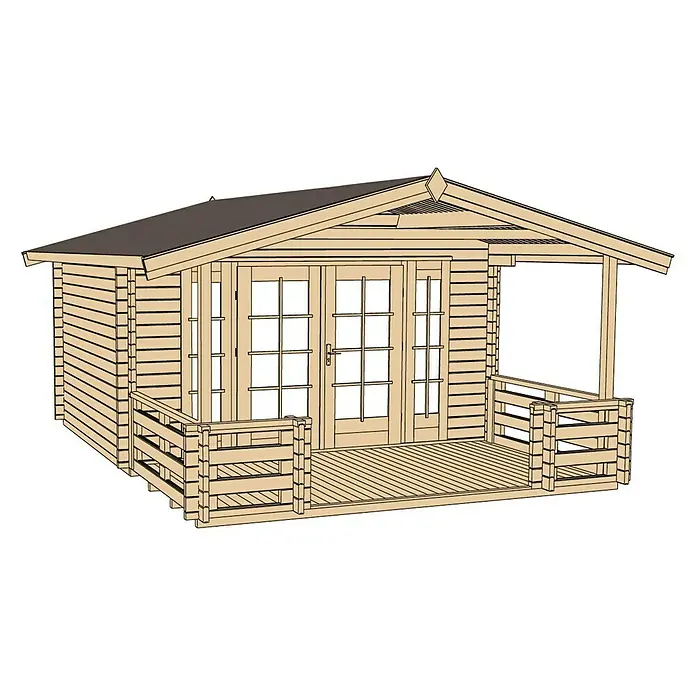 Weka Gartenhaus Weekendhaus 137 B - B x T: 460 x 590 cm, Holz, 22,04 m², Wandstärke: 45 mm, Mit Vordach 2 m & Terrasse