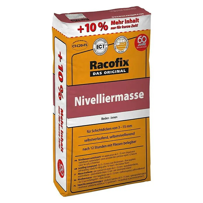 Racofix Nivelliermasse - 22 kg, Schichtdicke: 3 - 15 mm - Vorderansicht