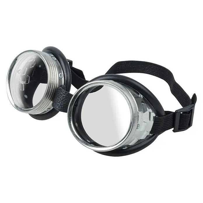 Wolfcraft Schutzbrille - Schwarz, Silber, Gummiband - Vorderansicht