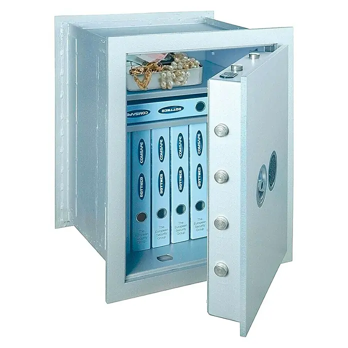 Rottner Wandtresor Stone - Elektronisches Zahlenschloss, L x B x H: 38,5 x 49 x 63 cm, Weiß