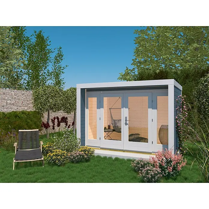 Weka Gartenhaus 263 - B x T: 350 x 250 cm, Holz, 6,93 m², Wandstärke: 28 mm, Grau - Stimmungsaufnahme