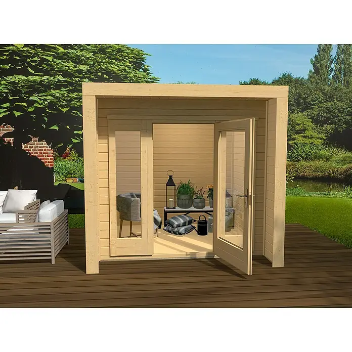 Weka Gartenhaus 263 - B x T: 245 x 250 cm, Holz, 5,62 m², Wandstärke: 28 mm, Natur - Stimmungsaufnahme