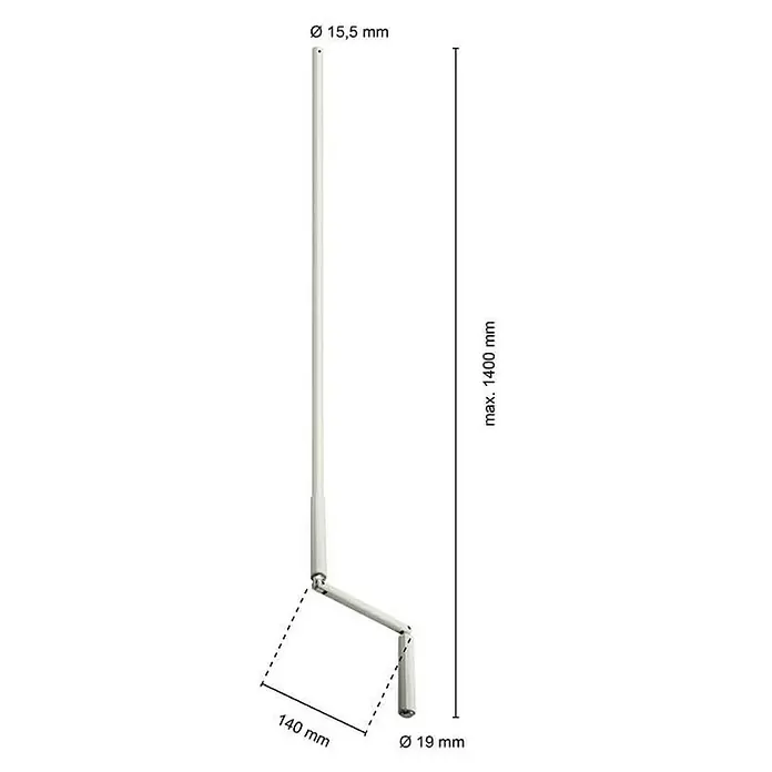 Schellenberg Kurbelstange - Ø x L: 15 mm x 140 cm, Weiß - Skizze