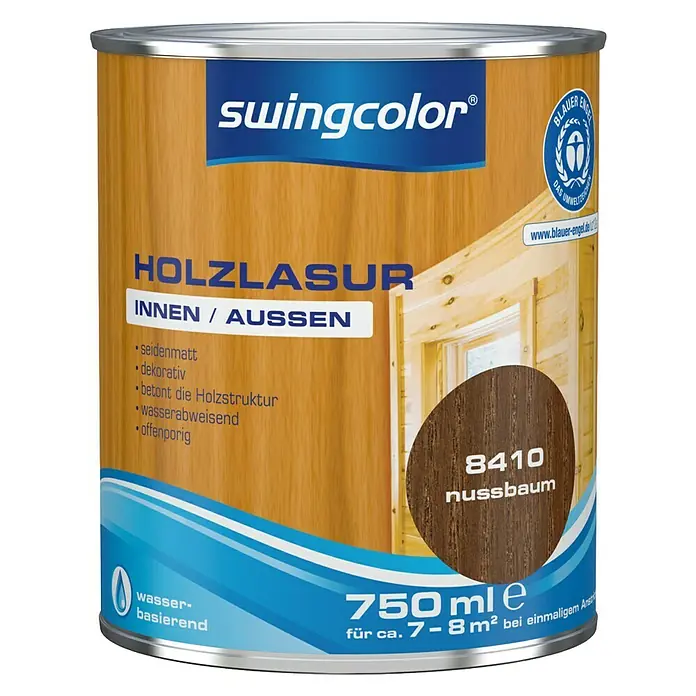 swingcolor Holzlasur - Nussbaum, 750 ml, Seidenmatt - Vorderansicht