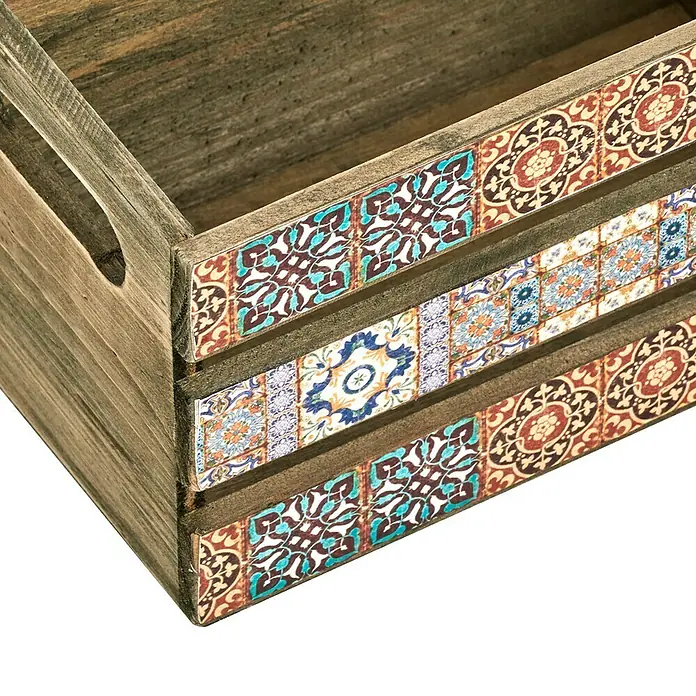 Zeller Present Aufbewahrungsbox Mosaik - L x B x H: 240 x 140 x 135 mm, Holz, Braun - Linke Seitenansicht