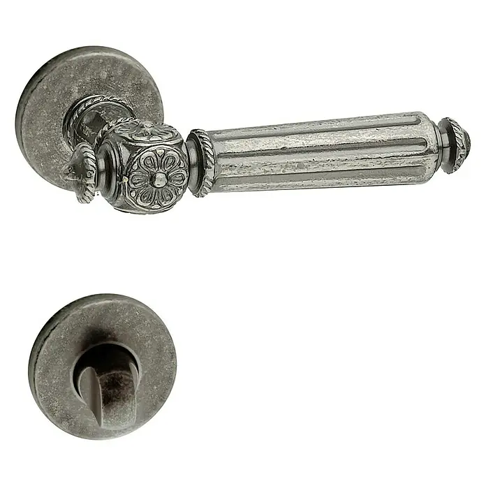 Diamond Doors Zimmertürgarnitur Augusta - Türstärke: 40 mm - 45 mm, Schlitzkopf/Olive SK/OL, Grau - Linke Seitenansicht