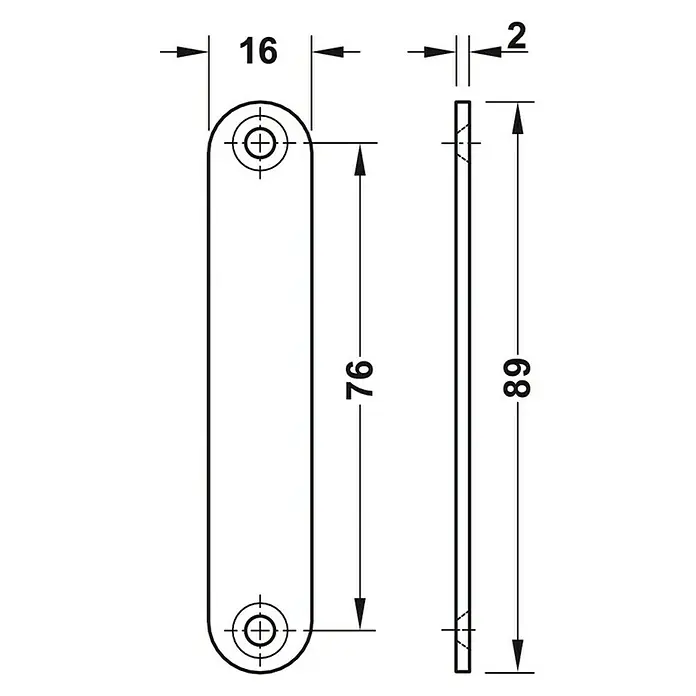 Häfele Magneetsluiting - Hechtsterkte: 8 kg, b x h: 15,6 x 86 mm, Spuitgietzink - Vooraanzicht