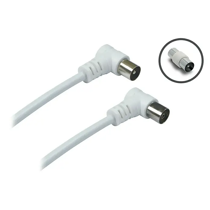 Metronic Cable de conexión de antena M-H con adaptador - 5 m, Blanco, Macho - Hembra