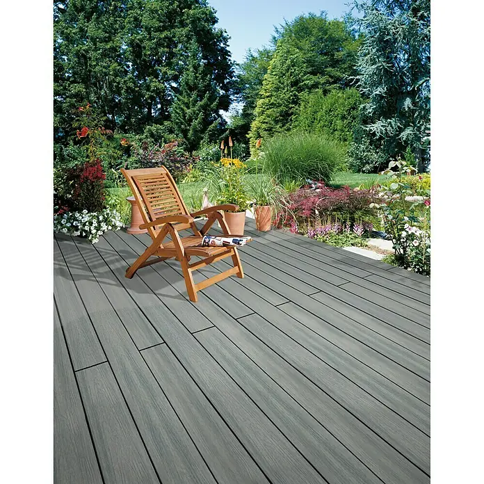 b!design WPC-Terrassendiele Mirage Grey - 300 x 13,8 x 2,25 cm, Grau