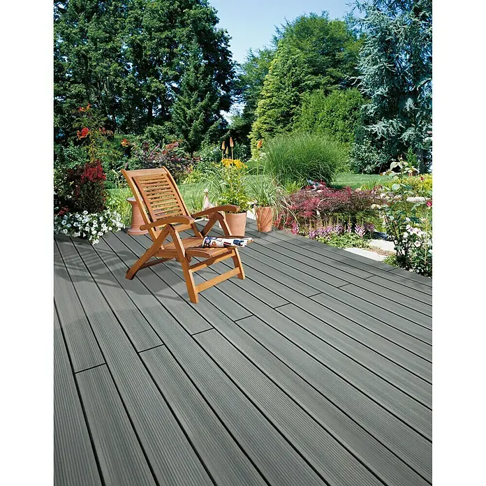 b!design WPC-Terrassendiele Mirage Grey - 300 x 13,8 x 2,25 cm, Grau