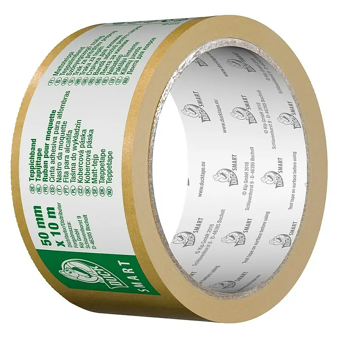 Duck Smart Dvostruko ljepljiva traka za tepih Teppichband - 10 m x 50 mm, Obostrano samoljepljivo, Prikladno za: Tepisi - Pogled s lijeve strane