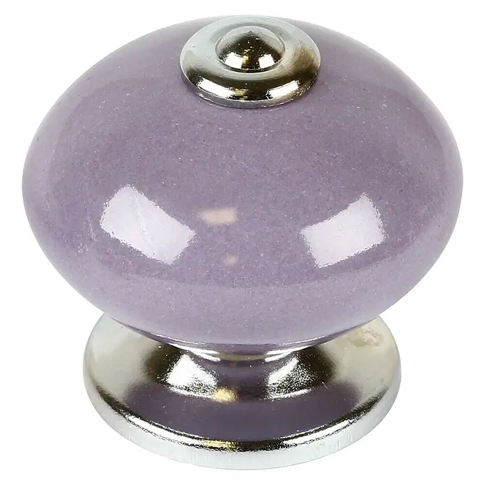 Rei Set de pomos para muebles Etni - 4 pzs., Ø x Al: 40 x 38 mm, Porcelana, Violeta
