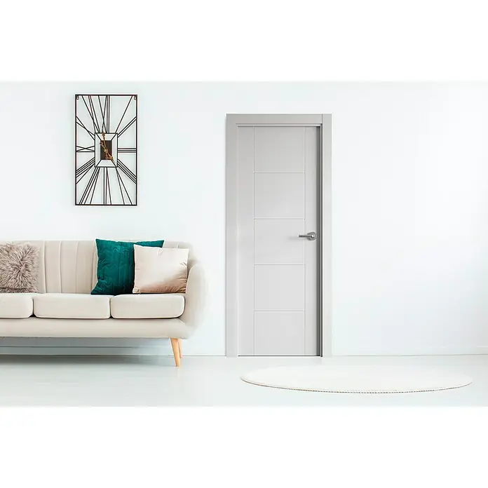 PortStylo Puerta interior Caracas - 82,5 x 203 cm, Apertura según normativa: Izquierda, Blanco lacado, Maciza aligerada