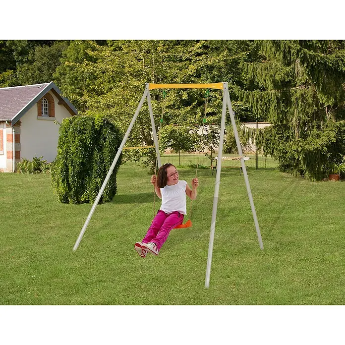Columpio Allegro - L x An x Al: 132 x 185 x 190 cm, Plástico, Plata/Verde/Naranja