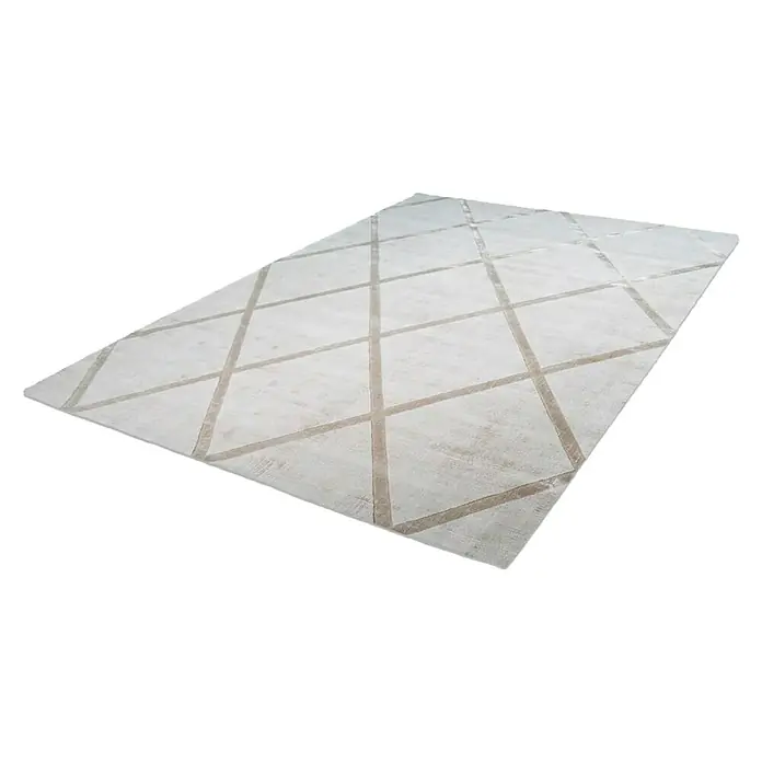Kayoom Kurzflorteppich Luxury 210 - Elfenbein/Taupe, 290 x 200 cm, 100 % Viskose - Linke Seitenansicht