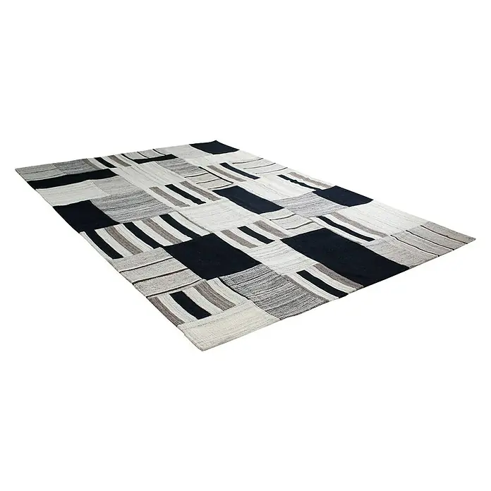 Kayoom Flachgewebeteppich Intenso 325 - Grau, 230 x 160 cm, 80 % Wolle, 20 % Baumwolle - Linke Seitenansicht