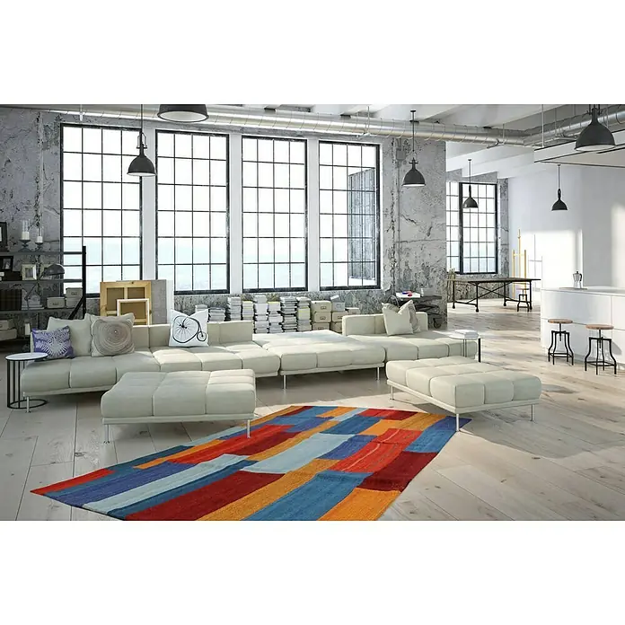 Kayoom Flachgewebeteppich Intenso 335 - Multi, 150 x 80 cm, 80 % Wolle, 20 % Baumwolle - Stimmungsaufnahme