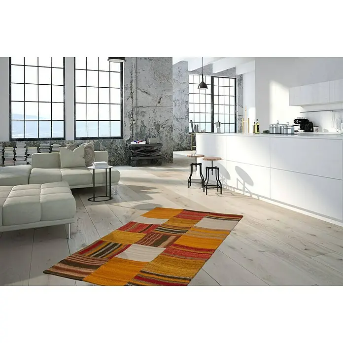 Kayoom Flachgewebeteppich Intenso 210 - Terra, 150 x 80 cm, 80 % Wolle, 20 % Baumwolle - Stimmungsaufnahme