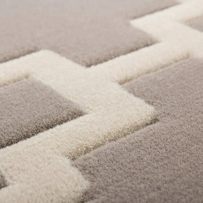 Kayoom Kurzflorteppich Lina 200 - Taupe/Elfenbein, 170 x 120 cm, 100 % Polypropylen - Detailaufnahme