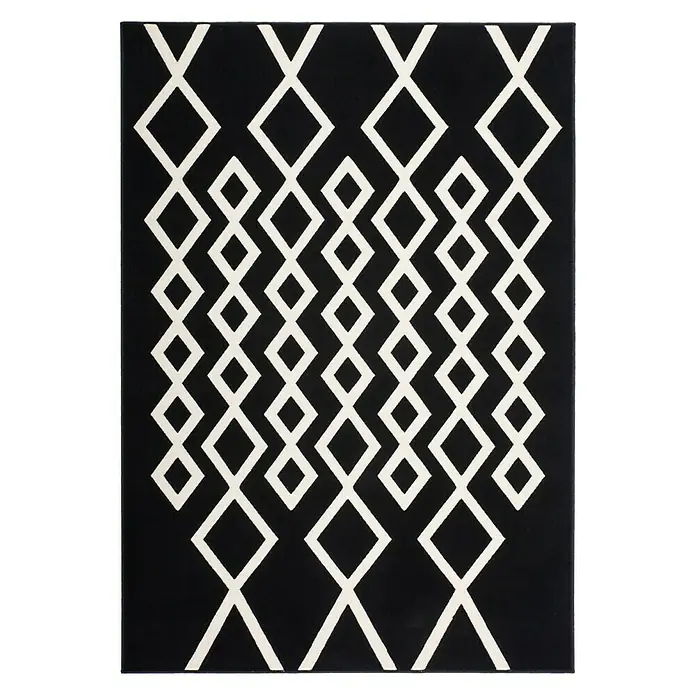 Kayoom Kurzflorteppich Lina 400 - Schwarz, 230 x 160 cm, 100 % Polypropylen - Ansicht von oben