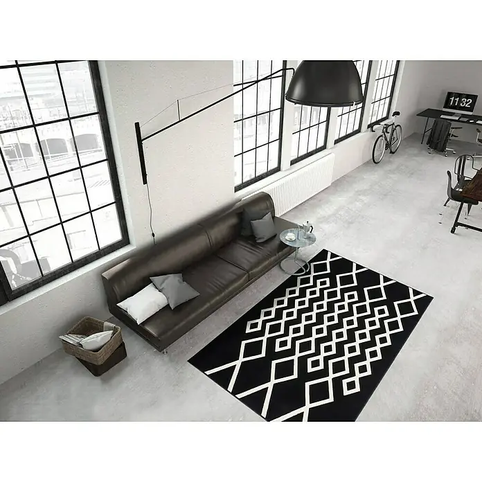 Kayoom Kurzflorteppich Lina 400 - Schwarz, 230 x 160 cm, 100 % Polypropylen - Stimmungsaufnahme
