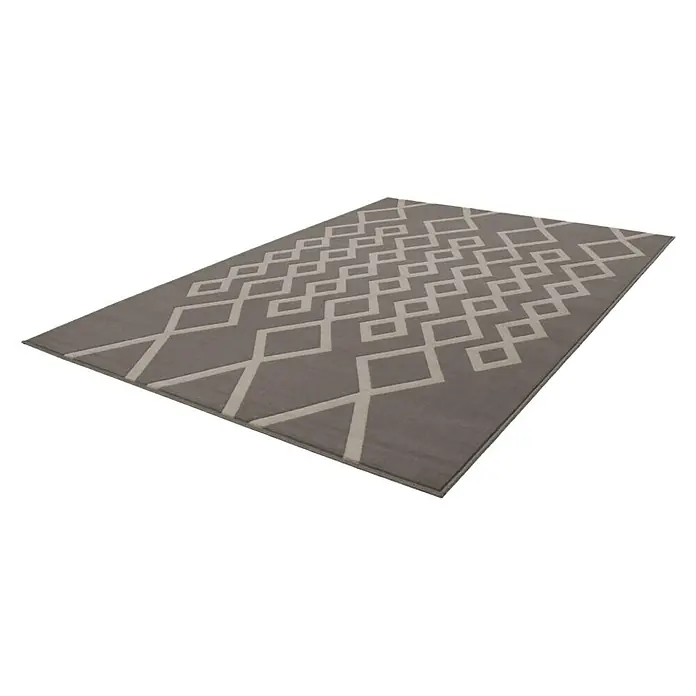 Kayoom Kurzflorteppich Lina 400 - Taupe/Elfenbein, 300 x 80 cm, 100 % Polypropylen - Linke Seitenansicht