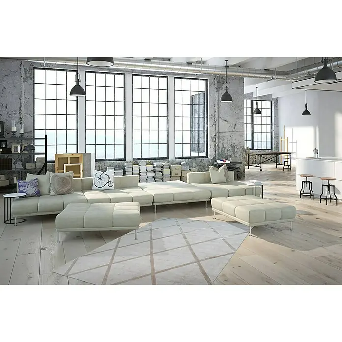 Kayoom Kurzflorteppich Luxury 210 - Elfenbein/Taupe, 290 x 200 cm, 100 % Viskose - Stimmungsaufnahme
