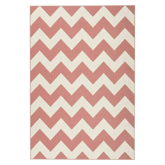 Kayoom Teppich mit Konturenschnitt Maroc - Elfenbein/Rosa, 230 x 160 cm, 100 % Polypropylen - Ansicht von oben