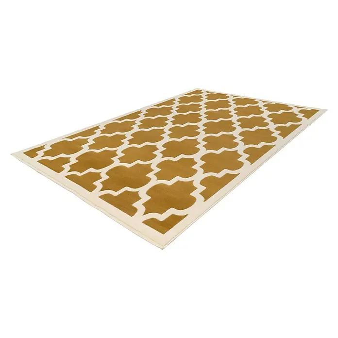 Kayoom Teppich mit Konturenschnitt Maroc - Gold/Elfenbein, 150 x 80 cm, 100 % Polypropylen - Linke Seitenansicht