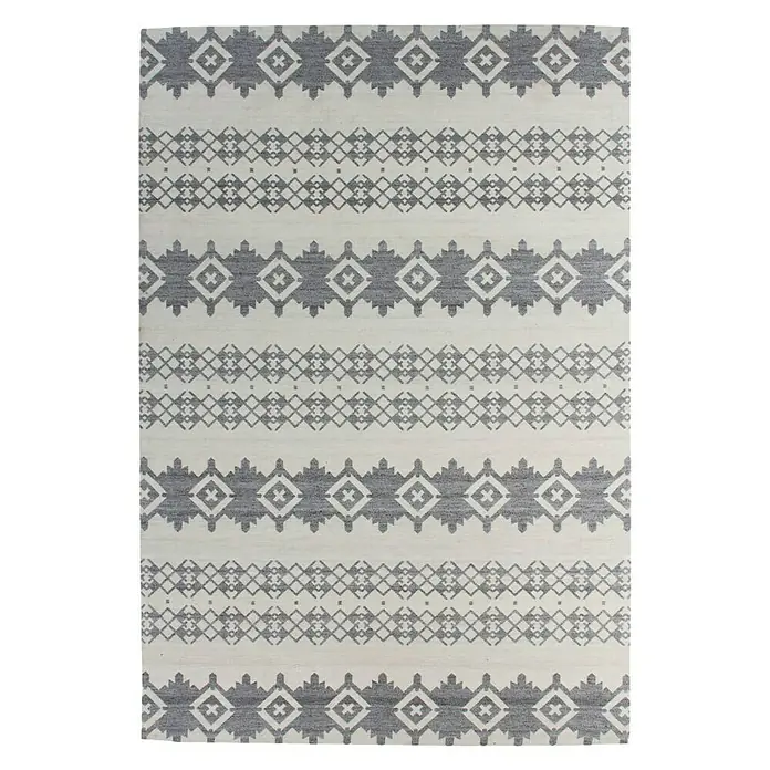 Kayoom Flachgewebeteppich Mirage - Grau/Elfenbein, 230 x 160 cm, 80 % Wolle, 20 % Viskose - Ansicht von oben