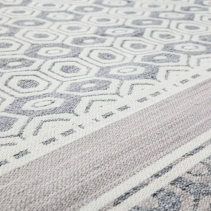 Kayoom Flachgewebeteppich Mirage - Grau, 170 x 120 cm, 80 % Wolle, 20 % Viskose - Detailaufnahme