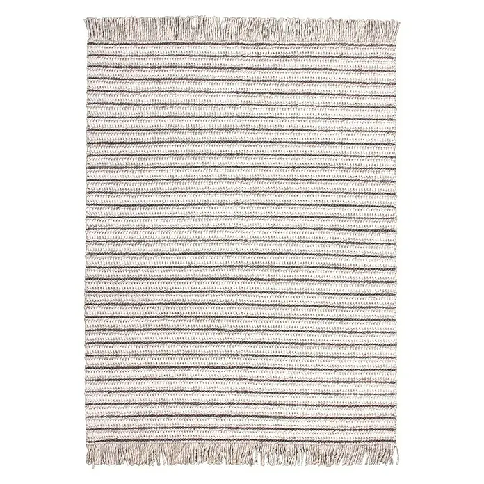 Kayoom Fransenteppich I - Natur/Creme, 150 x 80 cm, 75 % Neuseelandwolle, 25 % Viskose - Ansicht von oben