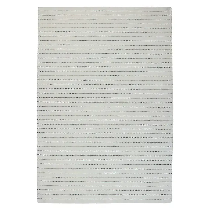 Kayoom Kurzflorteppich Prime - Weiß/Grau, 150 x 80 cm, 70 % Viskose, 30 % Wolle - Ansicht von oben