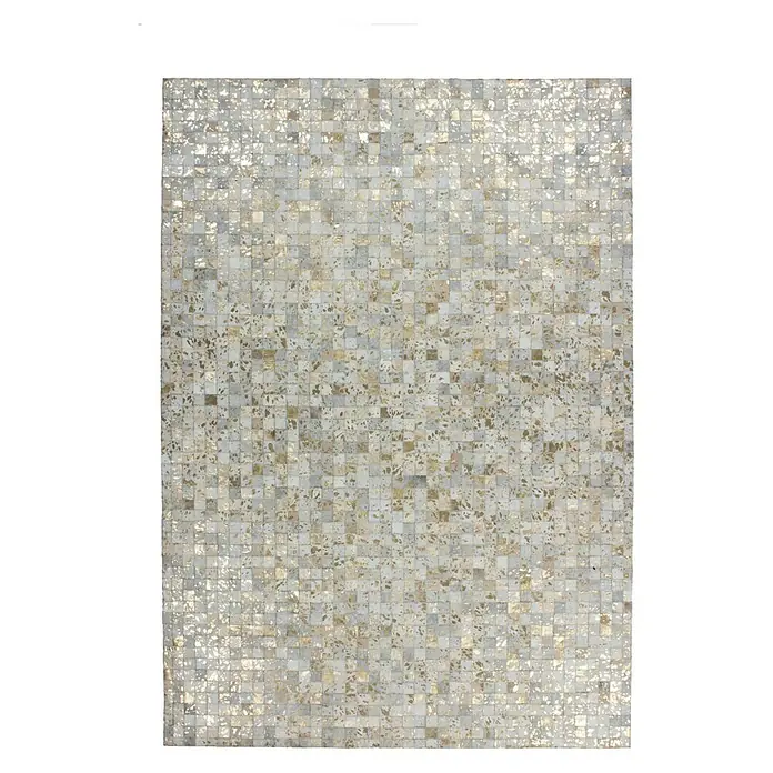 Kayoom Echtlederteppich Rocket I - Elfenbein/Gold, 150 x 80 cm, 100 % Leder - Ansicht von oben