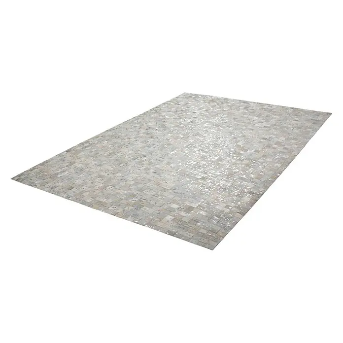 Kayoom Echtlederteppich Rocket I - Grau/Silber, 170 x 120 cm, 100 % Leder - Linke Seitenansicht