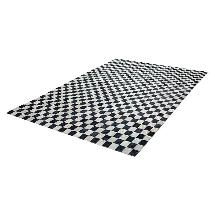 Kayoom Echtlederteppich Rocket - Anthrazit/Silber, 290 x 200 cm, 100 % Leder - Linke Seitenansicht
