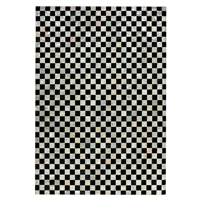 Kayoom Echtlederteppich Rocket - Anthrazit/Silber, 290 x 200 cm, 100 % Leder - Ansicht von oben