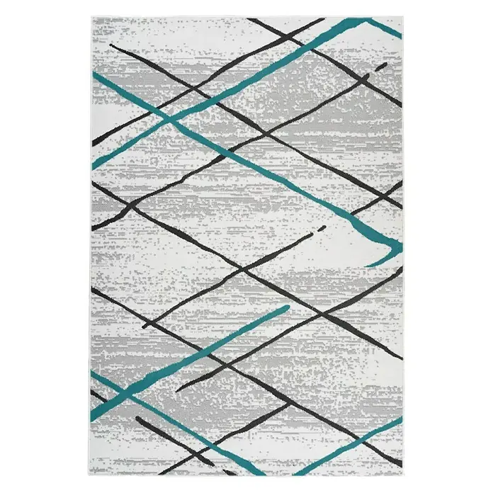 Kayoom Kurzflorteppich Vancouver 110 - Grau/Blau, 150 x 80 cm, 100 % Polypropylen - Ansicht von oben