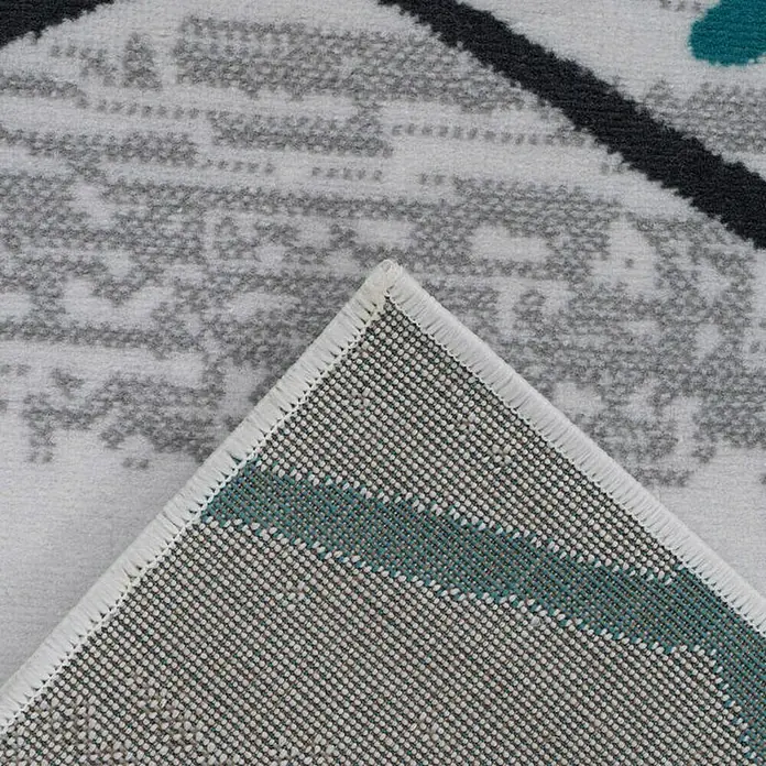 Kayoom Kurzflorteppich Vancouver 110 - Grau/Blau, 150 x 80 cm, 100 % Polypropylen - Detailaufnahme