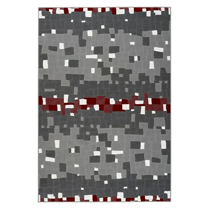 Kayoom Kurzflorteppich Vancouver 210 - Grau/Rot, 170 x 120 cm, 100 % Polypropylen - Ansicht von oben