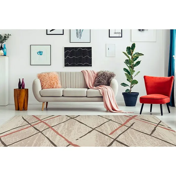 Kayoom Kurzflorteppich Vancouver 110 - Beige/Braun, 150 x 80 cm, 100 % Polypropylen - Stimmungsaufnahme