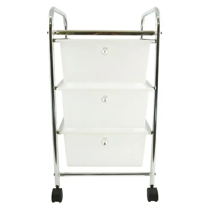 MSV Carro con ruedas - L x An x Al: 40 x 33 x 62,5 cm, Acero, Blanco/Cromado