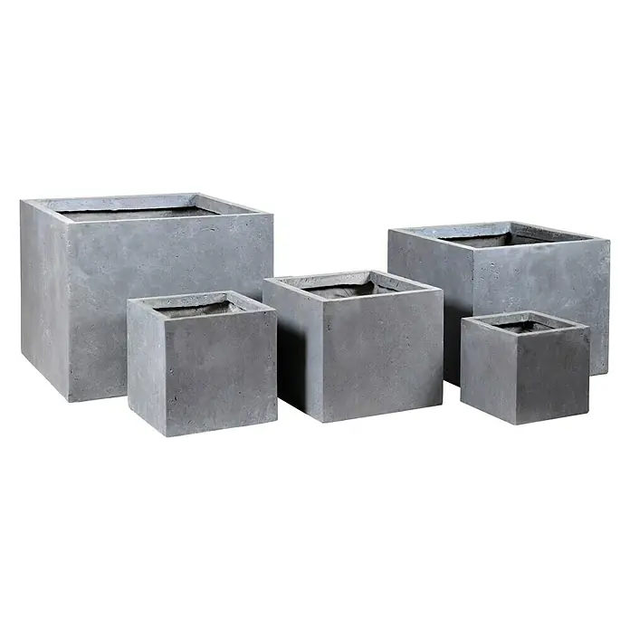 Mega Collections Plantenpotset - Samengesteld materiaal, Grijs - Vooraanzicht